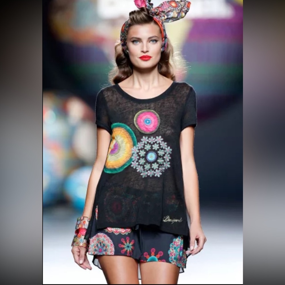 Desigual sheer back “say something nice” top